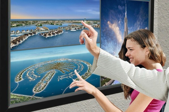 IR 10 Point Multi Touch Panel With USB Cable / 100MA Pure Glass Infrared Touch Screen